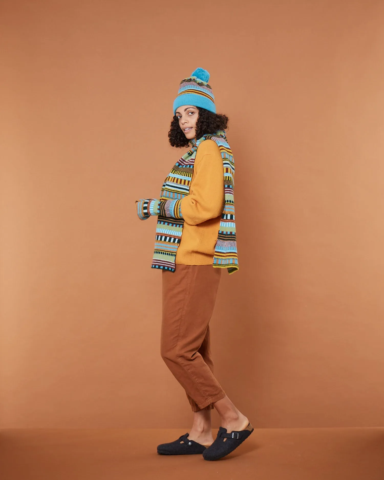 Static Stripe Beanie Hat - Turquoise