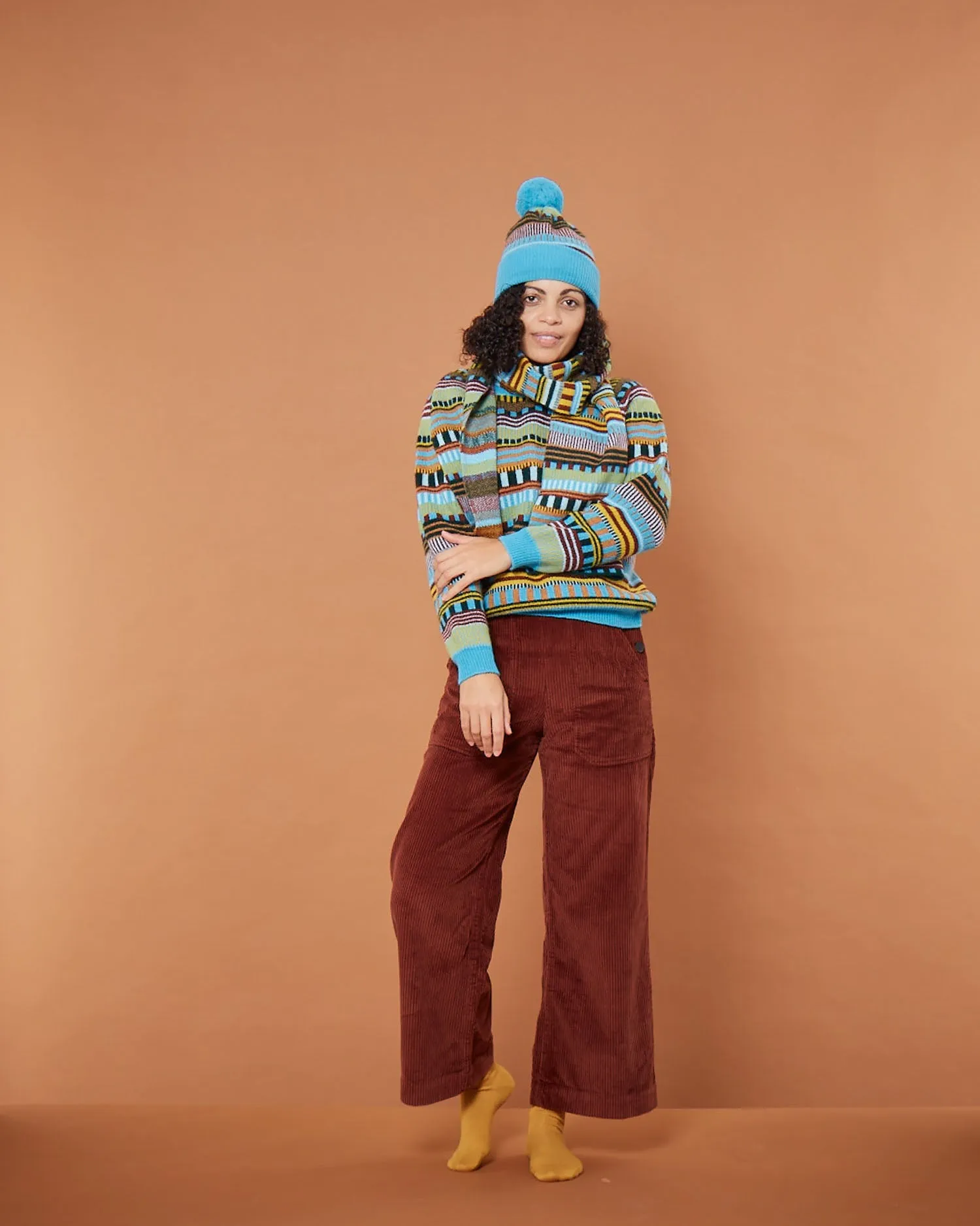 Static Stripe Beanie Hat - Turquoise