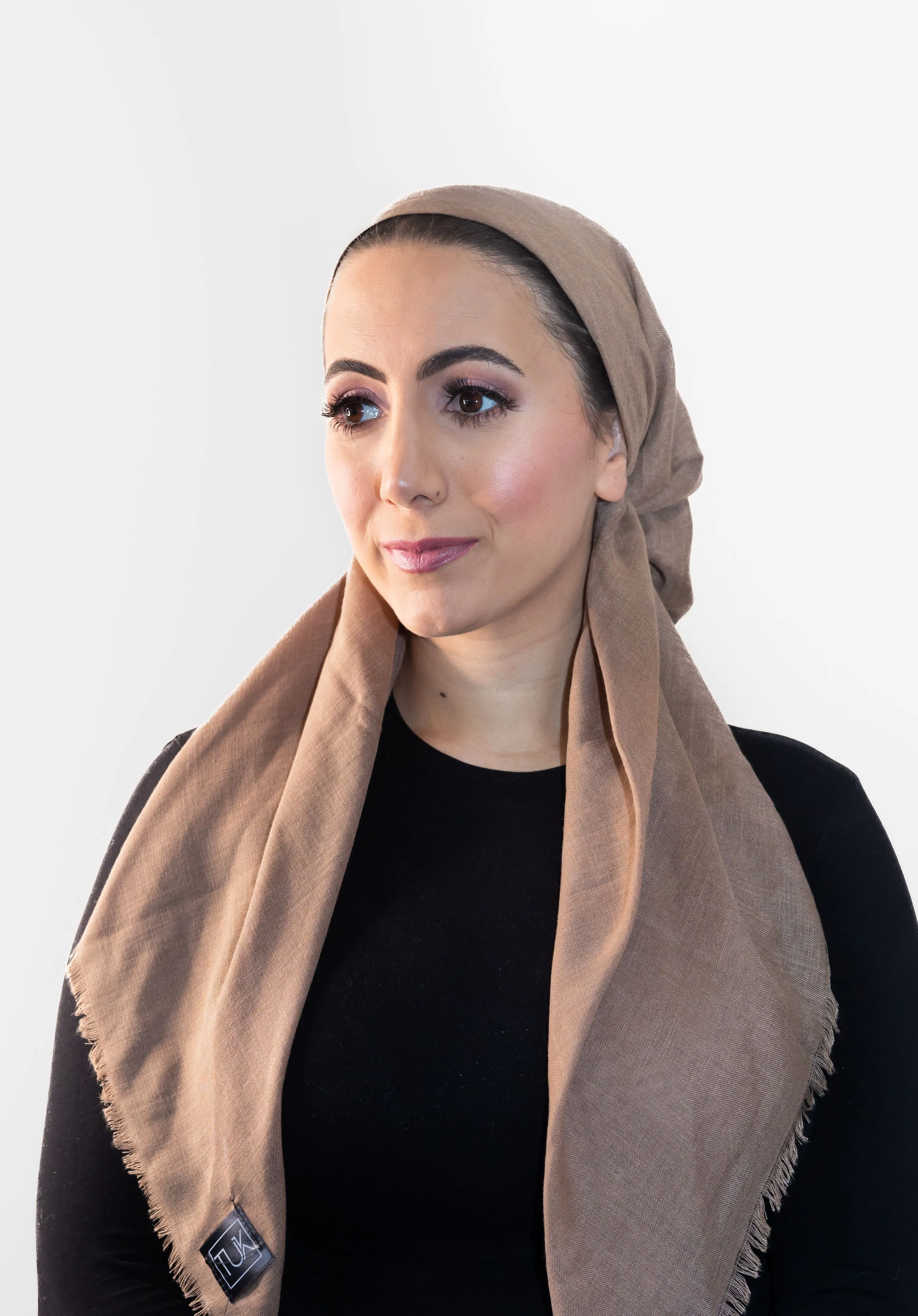 Taupe Solid Fringe Head Scarf