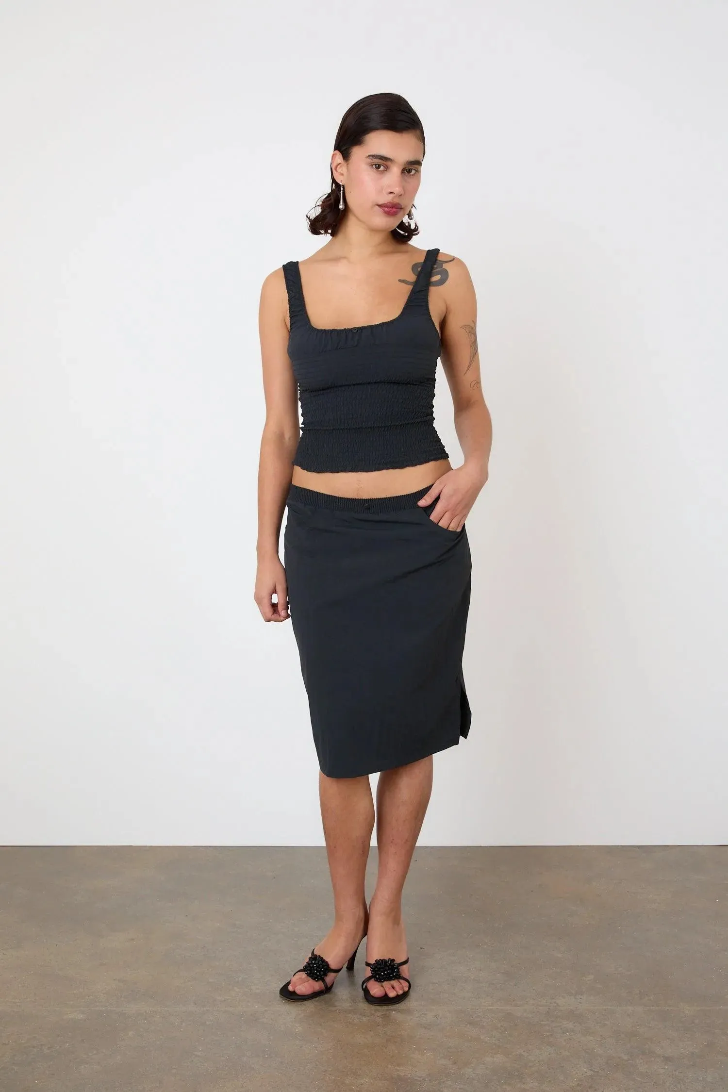 The Deba Slip Skirt, Onyx