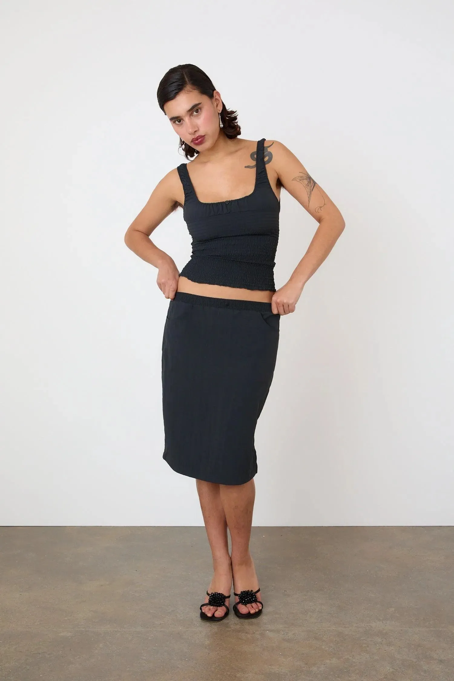 The Deba Slip Skirt, Onyx