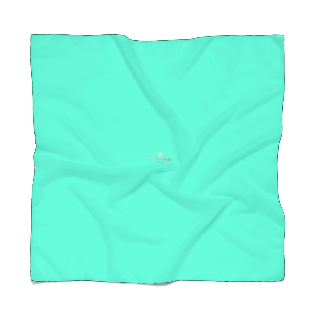 Turquoise Blue Poly Scarf, Solid Color Lightweight Unisex Fashion Accessories- Made in USA