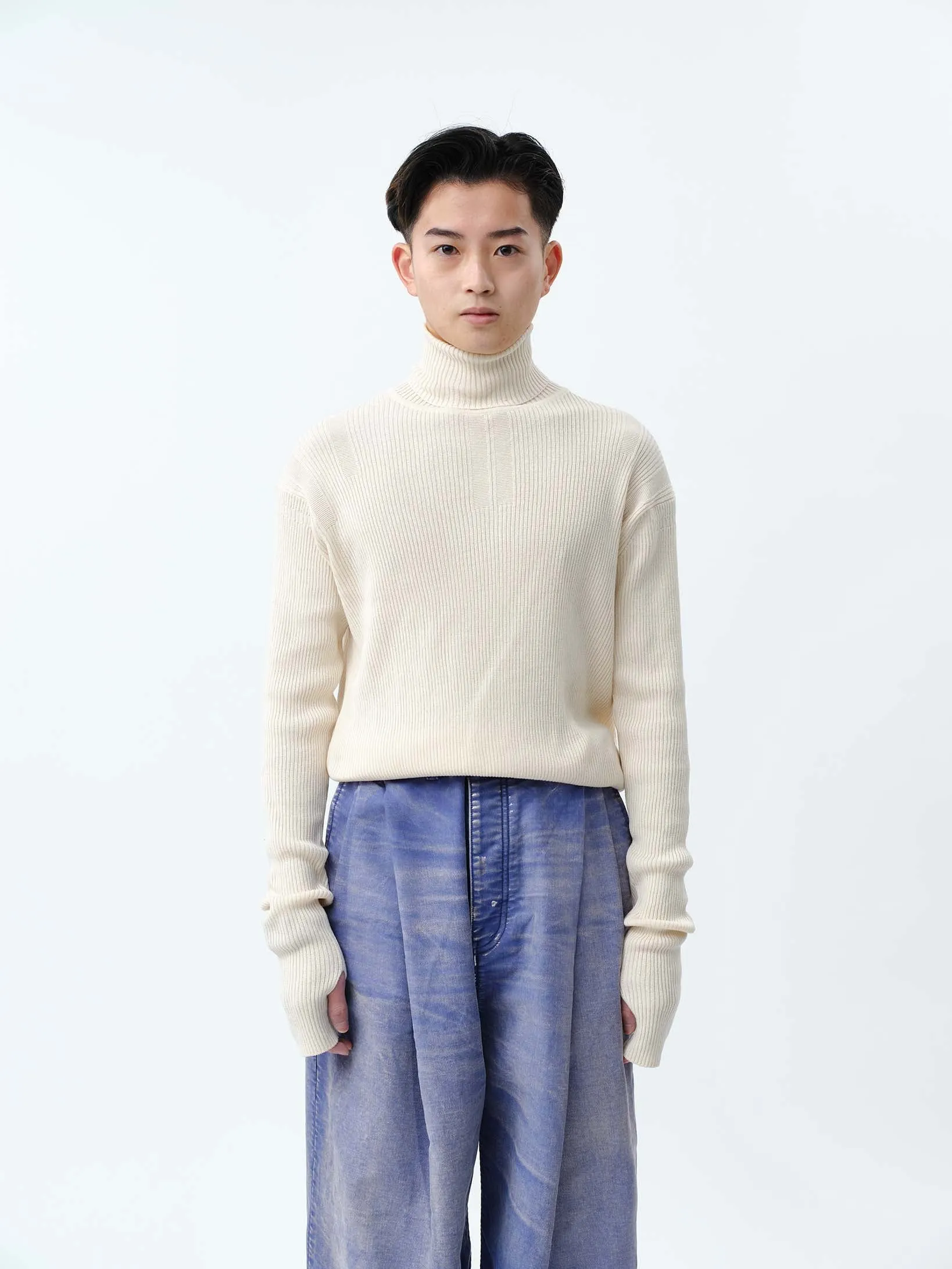 TURTLENECK RIB KNIT .12【OFF WHITE】