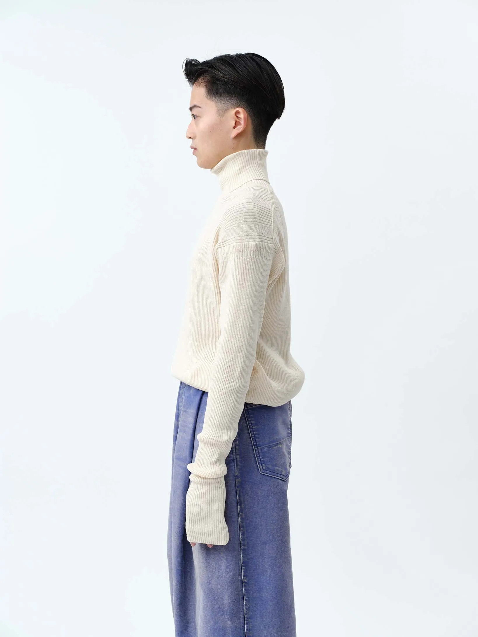 TURTLENECK RIB KNIT .12【OFF WHITE】