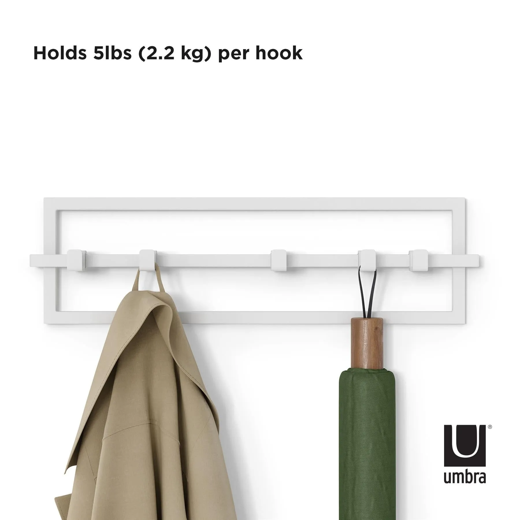 Umbra Cubiko 5 Hook Wall Mounted Coat Rack