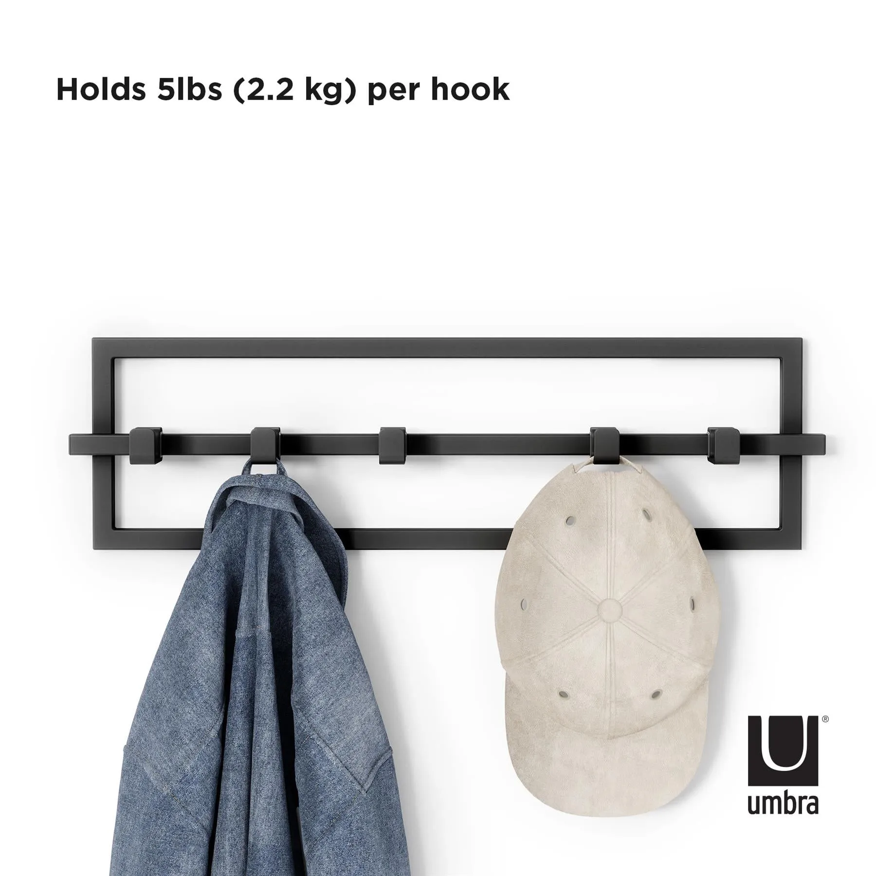 Umbra Cubiko 5 Hook Wall Mounted Coat Rack