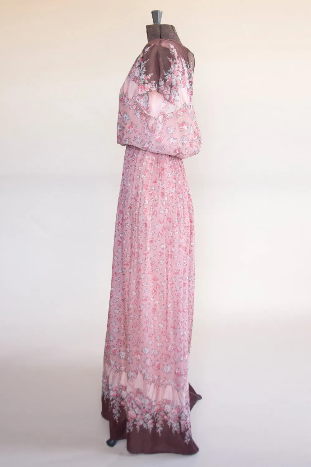 Vintage Women’s Pink Ditsy Print Gown