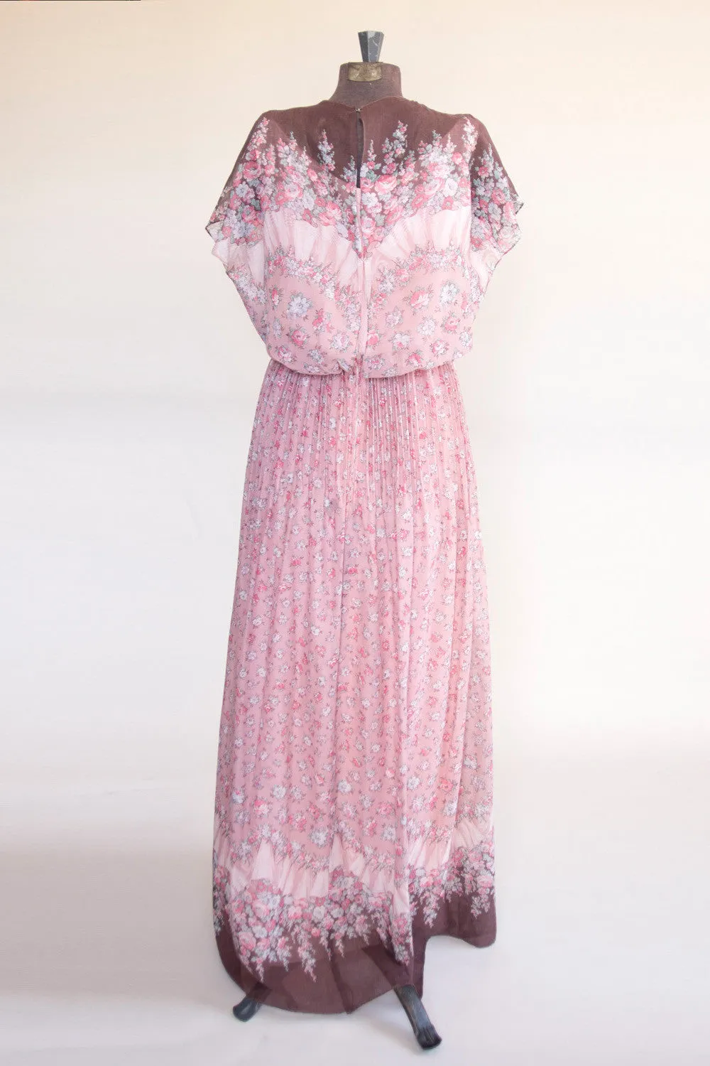 Vintage Women’s Pink Ditsy Print Gown