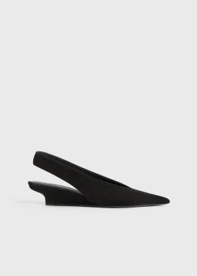 Wedge-heel suede slingbacks black