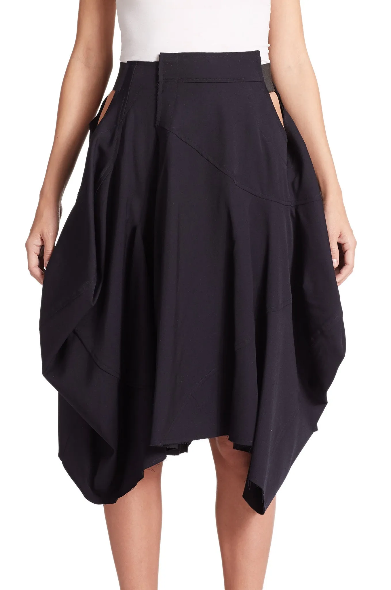 Women Loose Fitting Black Asymmetrical Hybrid Shorts Skirt // Draped Skirt
