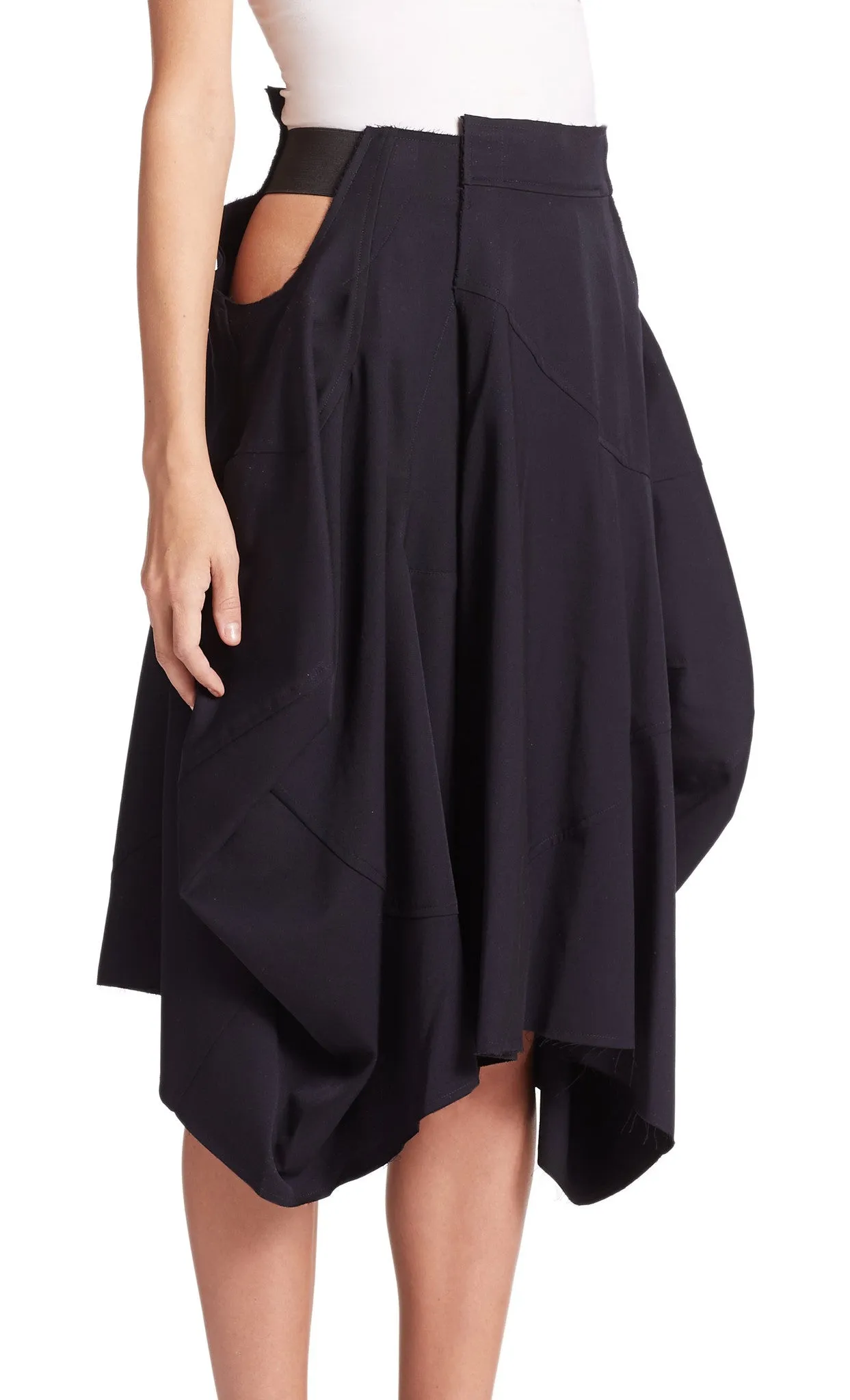 Women Loose Fitting Black Asymmetrical Hybrid Shorts Skirt // Draped Skirt