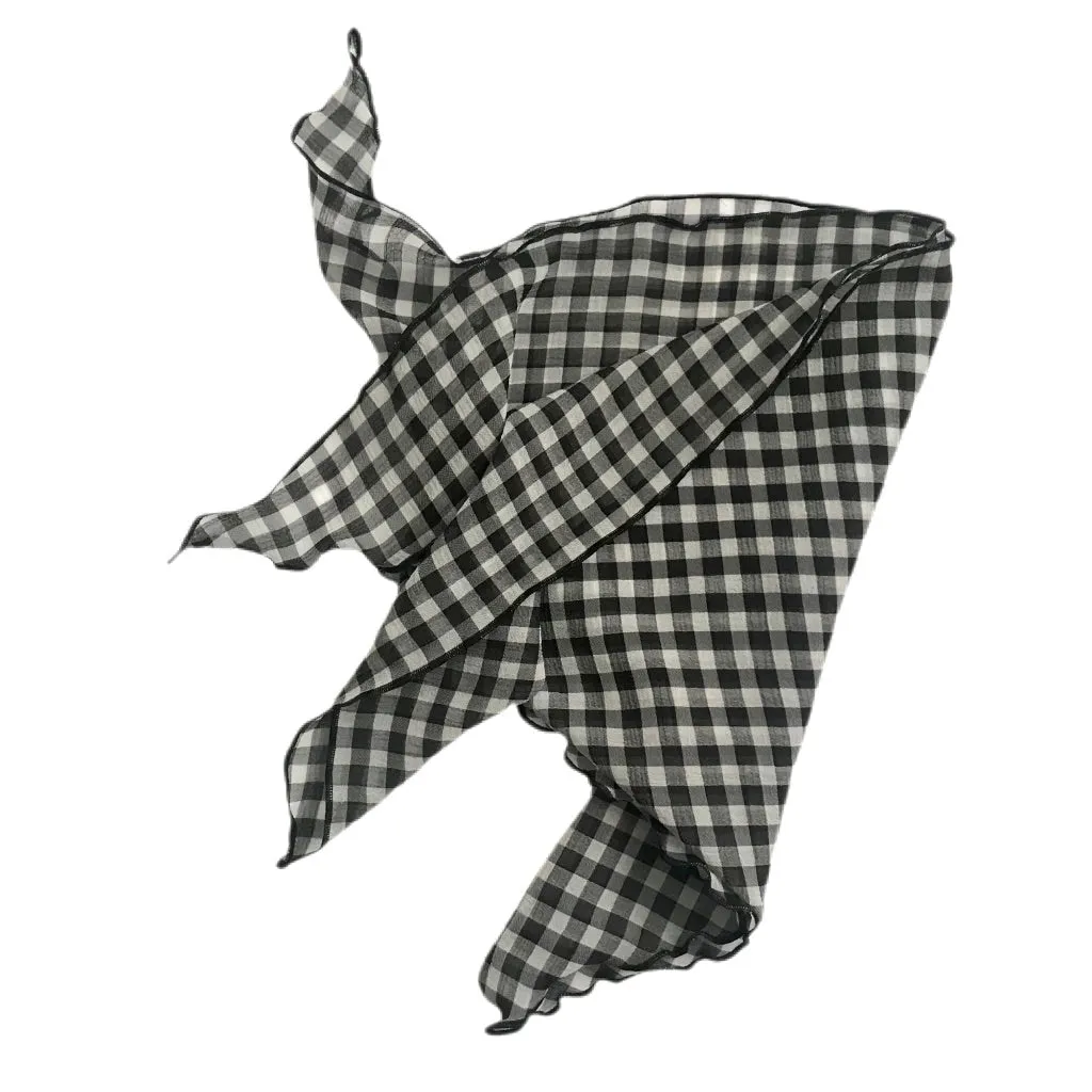Women's Black White Gingham Chiffon Headscarf