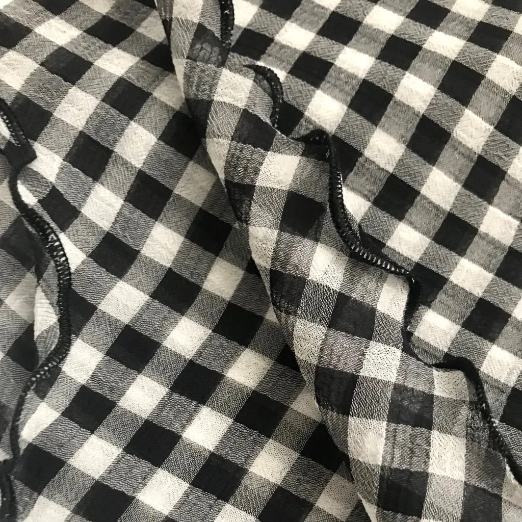 Women's Black White Gingham Chiffon Headscarf