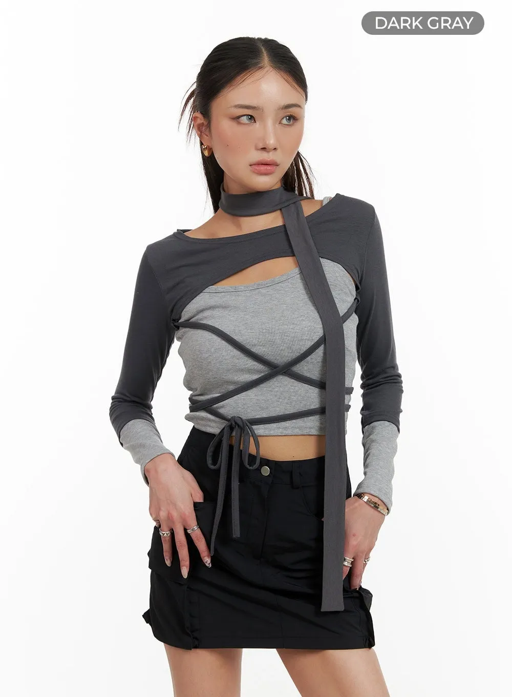 X Strap Bolero with Thin Scarf CY402