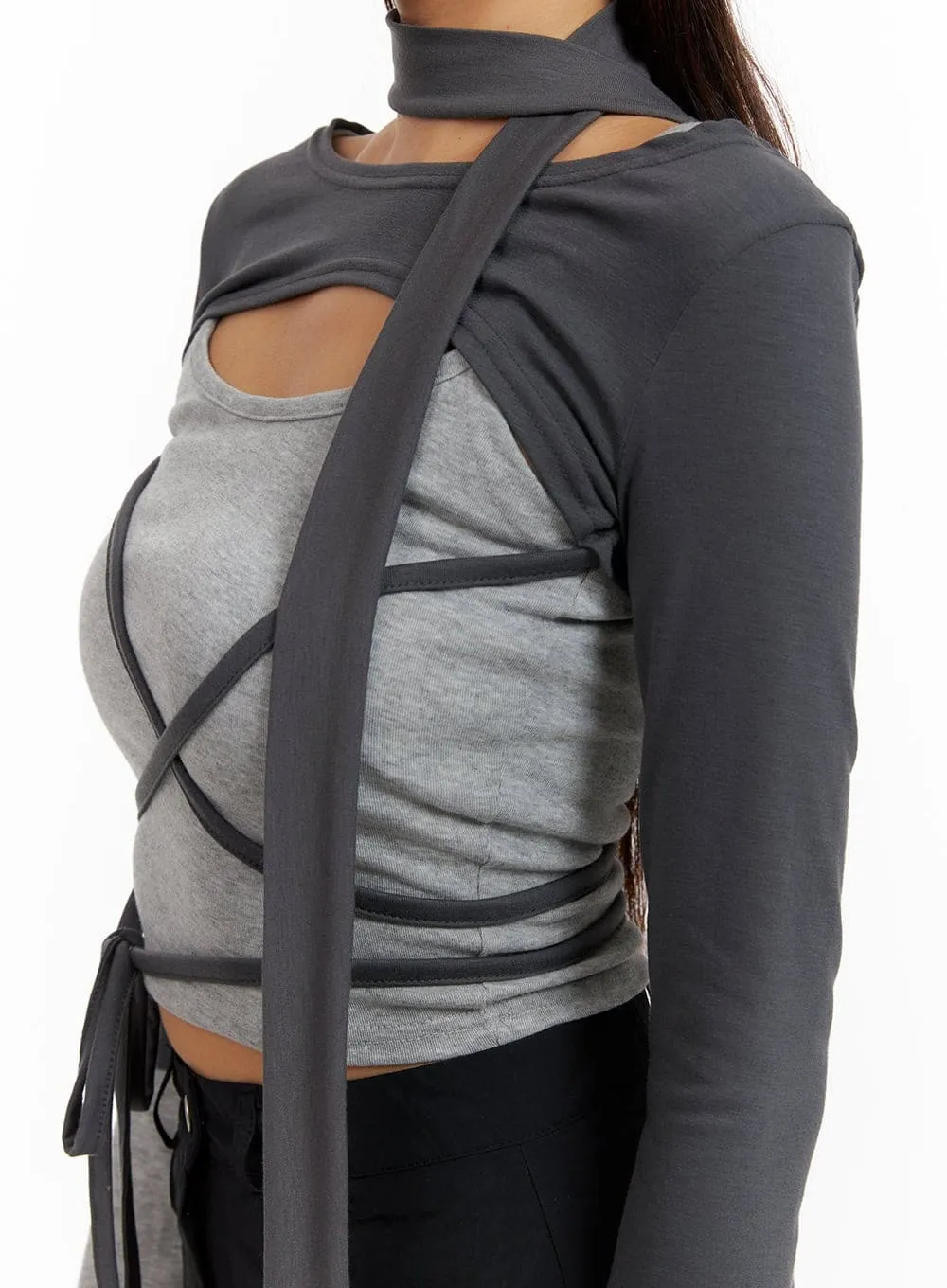X Strap Bolero with Thin Scarf CY402