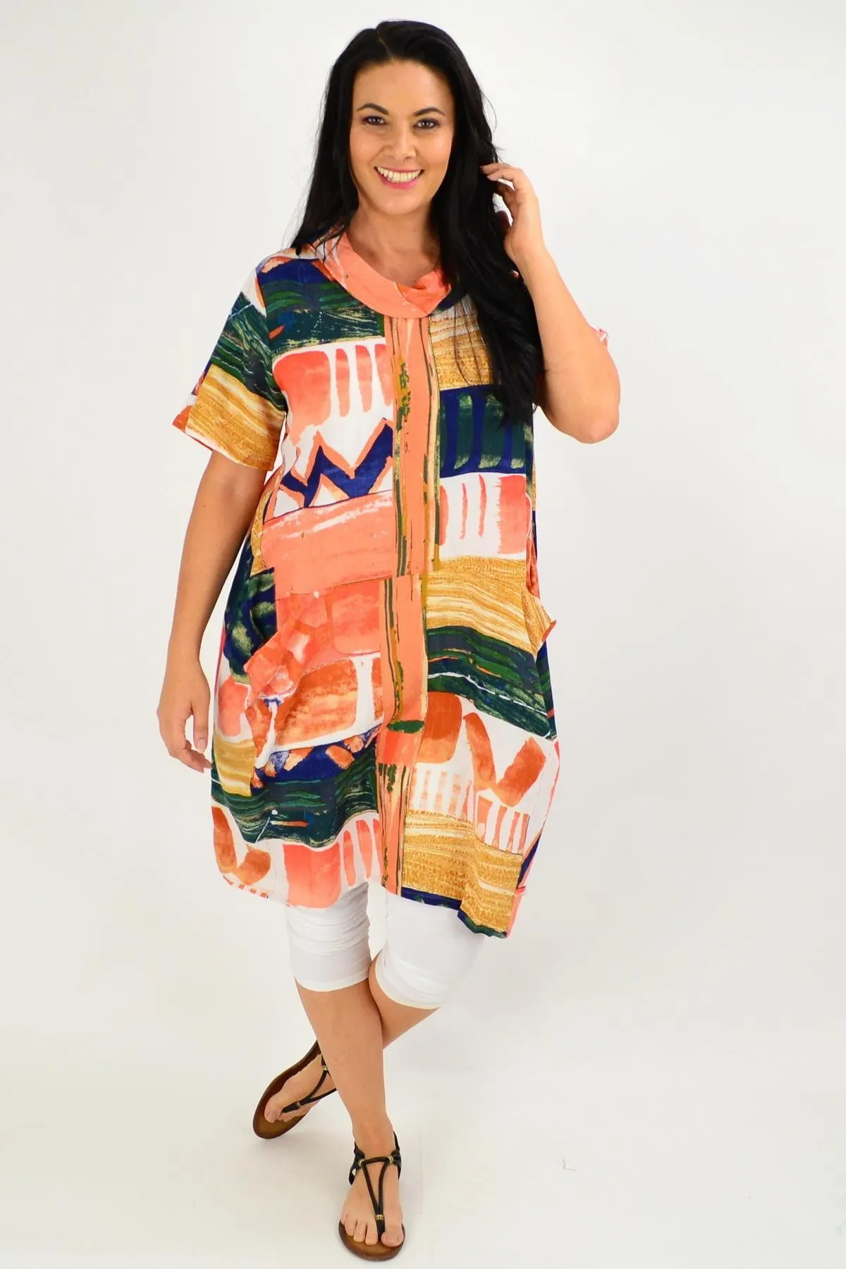 Zaragoza Cowl Neck Bubble Tunic Dress