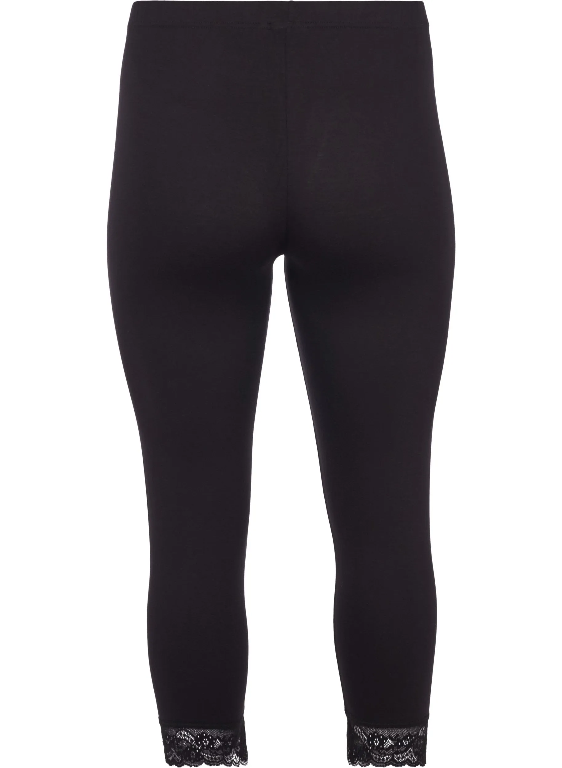 Zizzi Lace Trim 3/4 Leggings in Black